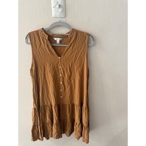 Nine West Womens Sleeveless Tiered Babydoll Tunic Top Cognac Brown Size Large